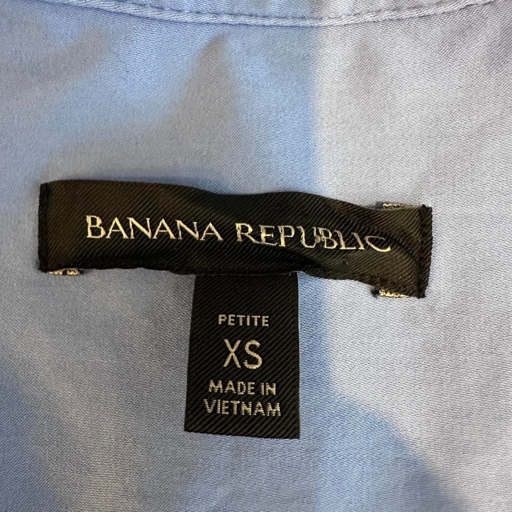 Banana‎ Republic Blue Shirt Dress Petite XS Utility Mini Cotton Stretch - Picture 7 of 8